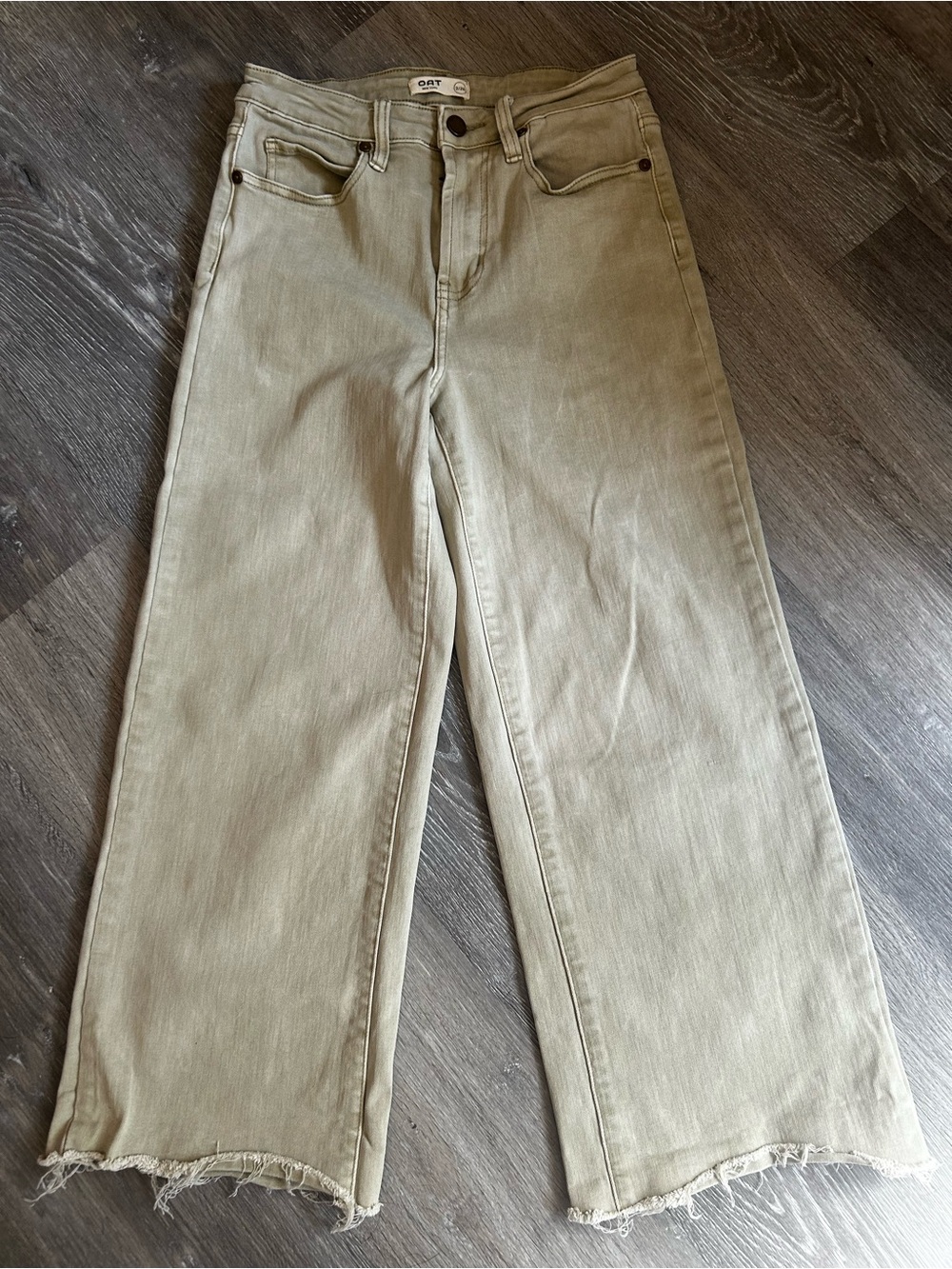 OAT New York Women’s Wide Leg Crop Jeans in Beige (Oatmeal) Size 26